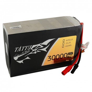 Tattu 22.2V 25C 30000mAh 6S1P Lipo Battery Pack With AS150+XT150 Plug - Camflite- sUAS Manufacture